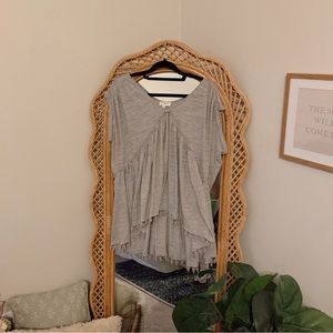 Umgee Light Gray Tiered Fringe Knit Top